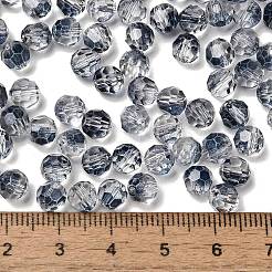 透明色ガラスラウンドビーズ  丸い穴  多面カット  プルシアンブルー  6x5.5mm  穴：1.2mm  約2000個/ポンド&nbsp;SEED-F006-04A-09