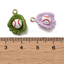 合金エナメルチャーム  グローブチャーム付きソフトボール  ゴールドカラー  ミックスカラー  17x13x7mm  穴：1.5mm&nbsp;FIND-Z117-11G
