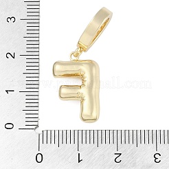 真鍮マイクロパヴェクリアキュービックジルコニアペンダント  長持ちメッキ  文字  文字F  19x12x4.5mm  穴：8.5x5.5mm&nbsp;KK-M289-01F-G