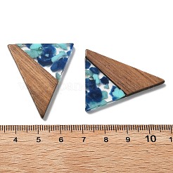 樹脂とクルミのペンダント  三角形  淡いターコイズ  36.5x30.5x2.5mm  穴：2mm&nbsp;FIND-R051-01E