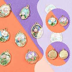 10Pcs 10 Styles Light Gold Tone Alloy Enamel Pendants&nbsp;ENAM-FS0003-82