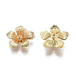 真鍮ビーズ  ニッケルフリー  花  18KGP本金メッキ  13x13.5x5mm  穴：0.8mm&nbsp;KK-N232-264