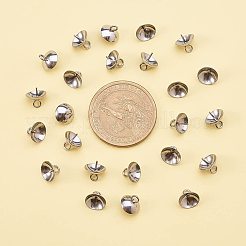 304ステンレススチールカップパールペグベイルピンペンダント  片穴パーツ用  ステンレス鋼色  8x8mm  穴：2mm  ピン：0.7mm&nbsp;STAS-PH0010-32P