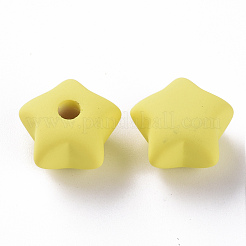 アクリルビーズ  ラバー加工スタイル  片穴  スター  きいろ  16x17x11mm  穴：3.5mm&nbsp;LS-OACR-S039-01-85