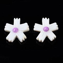 天然淡水シェルビーズ  エナメル  花  蘭  15x14x4.5mm  穴：0.9mm&nbsp;SHEL-N003-19E