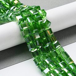電気メッキガラスビーズセット  ABカラーメッキ  多面カット  キューブ  ミックスカラー  8x8x8mm  穴：1mm  約72個/連  21.6インチ&nbsp;EGLA-R030-8x8mm-M