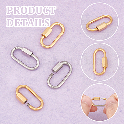 4Pcs 2 Colors 304 Stainless Steel Screw Carabiner Lock Charms&nbsp;STAS-UN0047-25