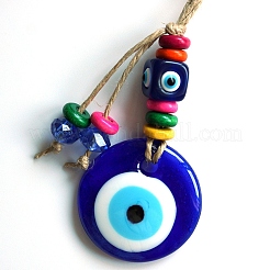 Handmade Lampwork Turkey Flat Round with Evil Eye Hanging Ornaments&nbsp;PW23062130799