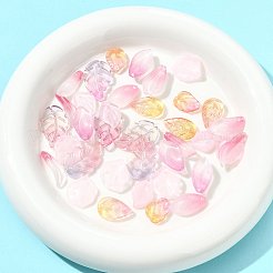 120 個 8 スタイルのガラスペンダント  葉のチャーム  ミックスカラー  13.5~23.5x8~15x3~6mm  穴：1.2~1.5mm  15個/スタイル&nbsp;GLAA-FS0002-38