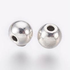 チベット風合金ビーズ  カドミウムフリー＆ニッケルフリー＆鉛フリー  ラウンド  アンティークシルバー  5x4mm  穴：1mm&nbsp;TIBEB-A123175-AS-FF