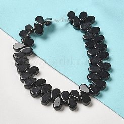 ナチュラルブラックマホガニーオブシディアンビーズ連売り  ティアドロップ  トップ掘削  9~10x5~5.5x3.5~4mm  穴：0.7mm  約40~48個/連  7.09~7.28''（18~18.5cm）。&nbsp;G-B064-B53