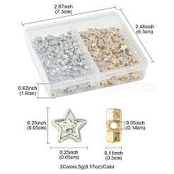 250個2色ccbプラスチックビーズ  スター  ミックスカラー  6.5x6.5x3mm  穴：1.4mm  125個/カラー&nbsp;CCB-FS0001-10