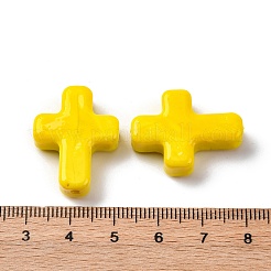 手作りランプワークビーズ  クロス  きいろ  26x19.5x7.5mm  穴：1.6mm&nbsp;LAMP-Q004-01A-02