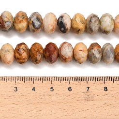 天然石クレイジーアゲートビーズ連売り  ロンデル  多面カット  9.5~10x6~7mm  穴：1~1.2mm  約58~60個/連  15.28~15.47インチ（38.8~39.3cm）&nbsp;G-C259-A04-6x10mm