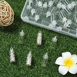 50 個のガラス瓶  ビーズコンテナ  プラスチックtampionsと  コラム  透明  29x11mm  穴：7mm  容量：1.5ml（0.05液量オンス）&nbsp;AJEW-YW0001-30