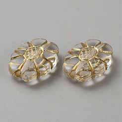 透明アクリルゴールドメタルエンレースビーズ  花  19.5x15x6mm  穴：2mm  25個/袋&nbsp;OACR-WH0028-31G