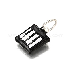 合金エナメルチャーム  丸カン付き  銀  ピアノ  14.5x10.5x3.5mm  穴：5.5mm&nbsp;ENAM-D303-04P-04