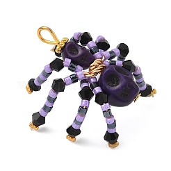 Halloween Theme Dyed Synthetic Turquoise & Glass Seed Beads Pendants&nbsp;PALLOY-MZ00774-06