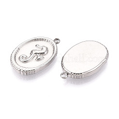 304 Stainless Steel Oval with Sea House Pendants&nbsp;STAS-T069-47P