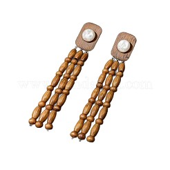 Wood & Imitation Pearl Stud Earrings&nbsp;WGE84F1-01