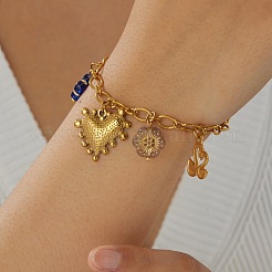 304 Stainless Steel Heart Flower Swan Multi Charm Bracelets for Women&nbsp;WGC6D23-01
