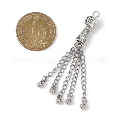 合金のチベット風チャーム  304ステンレススチールチェーン付き  アンティークシルバー  69x8.5mm  穴：2.5mm&nbsp;PALLOY-JF04694-02