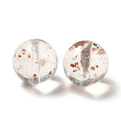 透明なアクリルビーズ  金箔  ラウンド  透明  15.5x15mm  穴：2mm  約117個/279g&nbsp;LS-MACR-J123-09