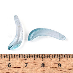 透明なガラスのバナナペンダント  ツートン  金粉付き  ティール  23x8x6mm  穴：1~1.2mm&nbsp;GLAA-T030-02B