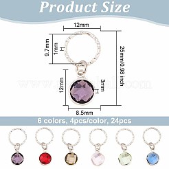 24Pcs 6 Colors Brass Glass Dreadlocks Beads&nbsp;OHAR-AB00011