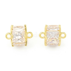 Brass Clear Glass Connector Charms&nbsp;KK-P228-76G