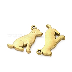 304ステンレスペンダント  イオンプレーティング（ip）  犬チャーム  18KGP本金メッキ  20x14.5x3mm  穴：1.6mm&nbsp;STAS-Z142-19G