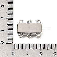 2連真鍮製マグネット式留め金  長方形  トリプルループ付き  プラチナ  18x13x4.5mm  穴：1.5mm&nbsp;KK-CBA9C94-01B-P