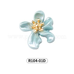 樹脂カボション  合金のパーツと  ネイルアートスタッド  ネイルアートの装飾の付属品  花  ミディアムターコイズ  11.5x12x3.5mm&nbsp;MRMJ-R104-01D