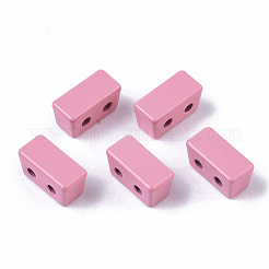 スプレー塗装合金マルチ連リンク  カドミウムフリー＆鉛フリー  タイル弾性ブレスレット作り用  台形  ピンク  8x4x4.5mm  穴：1mm&nbsp;PALLOY-T075-03G