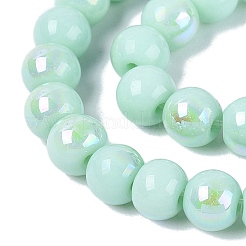 電気メッキオペークガラスビーズ連売り  ラウンド  虹メッキ  半分メッキ  アクアマリン  6~6.5mm  穴：0.8~1mm  約67~72個/連  14.57~15.35インチ（37~39cm）&nbsp;LS-EGLA-Q132-6MM-01C-11