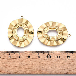 304ステンレスペンダント  イオンプレーティング（ip）  楕円形のチャーム  18KGP本金メッキ  35x27.5x3.5mm  穴：2mm&nbsp;STAS-N109-83G