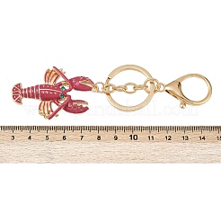 Lobster Shape Alloy Enamel & Rhinestone Pendant Keychain&nbsp;KEYC-P022-01G