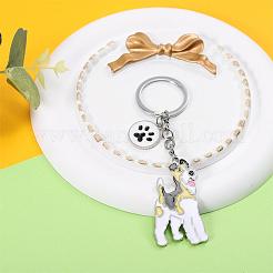 Wewaysmile 犬用キーホルダー 車用キーホルダー ペット用ペンダント キーリング 可愛い犬用キーリング ポータブル メタルキーホルダー ペット愛好家へのギフト 誕生日 子犬テーマ パーティー用品 (テリア)  プラチナ  11.15x3.7cm&nbsp;JX803A