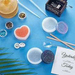 DIY食品グレードシリコンモールド  UVレジン＆エポキシ樹脂のジュエリー作り用  白rの木製クラフトアイスクリームスティック  プラスチック製トランスファーピペット＆スプーン＆計量カップ  ラテックス指サック  ホワイト  58x14mm  内径：48mm  1 PC&nbsp;DIY-PH0004-90