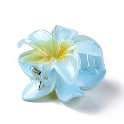 プラスチックバンスクリップ  鉄パーツ  女性の女の子のために  花  ライトスカイブルー  74x79x45mm&nbsp;OHAR-P020-08A