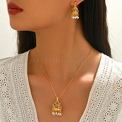 Brass Plastic Stud Earrings & Pendant Necklaces Sets for Women&nbsp;KW7238