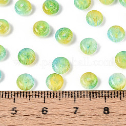 ガラスビーズ  模造キャットアイビーズ  ロンデル  ツートン  ライムグリーン  6x3~3.5mm  穴：0.9~1mm  約2720個/ポンド&nbsp;SEED-N007-32F