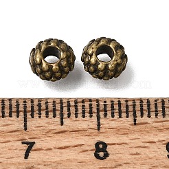 チベット風合金製凹凸スペーサービーズ  ロンデル  アンティークブロンズ  6x4.5mm  穴：1.6mm  約2439個/1000g&nbsp;AL-CBA3B63-09AB