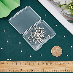 真鍮ビーズ  キューブ  925銀メッキ  3x3x3mm  穴：1.6mm  100個/セット&nbsp;KK-CN0003-32A