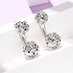 Brass Micro Pave Cubic Zirconia Stud Earrings&nbsp;EJEW-D351-13P-01