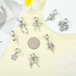 蝶結び合金聴診器ペンダント装飾8個  304ステンレススチール製金具付き  プラチナ＆ステンレス鋼色  25~41mm  8個/セット&nbsp;HJEW-SW00151-05