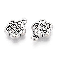 チベット風合金チャーム  「愛してる」という言葉が書かれた花  アンティークシルバー  14.5x12x3.5mm  穴：1.4mm&nbsp;TIBE-N013-19AS