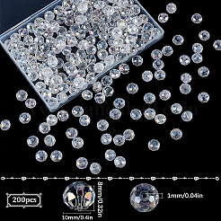 200本の電気メッキガラスビーズ連売り  ABカラーメッキ  多面カット  ロンデル  クリアAB  10x8mm  穴：1mm&nbsp;GLAA-SP0001-35