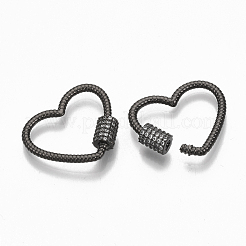 Brass Micro Pave Clear Cubic Zirconia Screw Carabiner Lock Charms&nbsp;ZIRC-T010-11