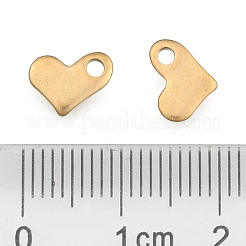 イオンプレーティング（IP）304ステンレススチールハートチャーム  アジャスターチェーンドロップ  ゴールドカラー  8.5x6.5x1mm  穴：1.5mm&nbsp;X-STAS-F075-21